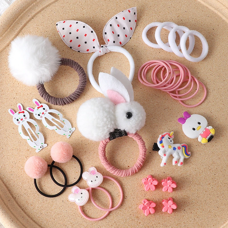 30PCS/Pack Kids Hair Clips Super Lovely Elastic Hair Rubber Band