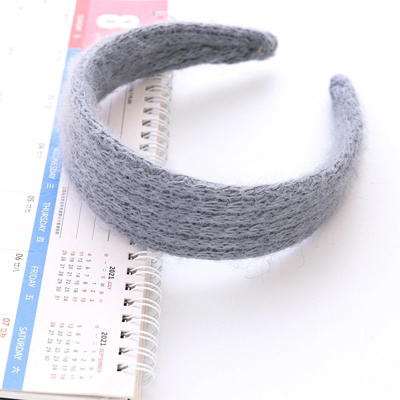 Fashion New Hair Band Wool Retro Knitting Wide Side Hair Card Headband Net Red Girls Hair Accessories