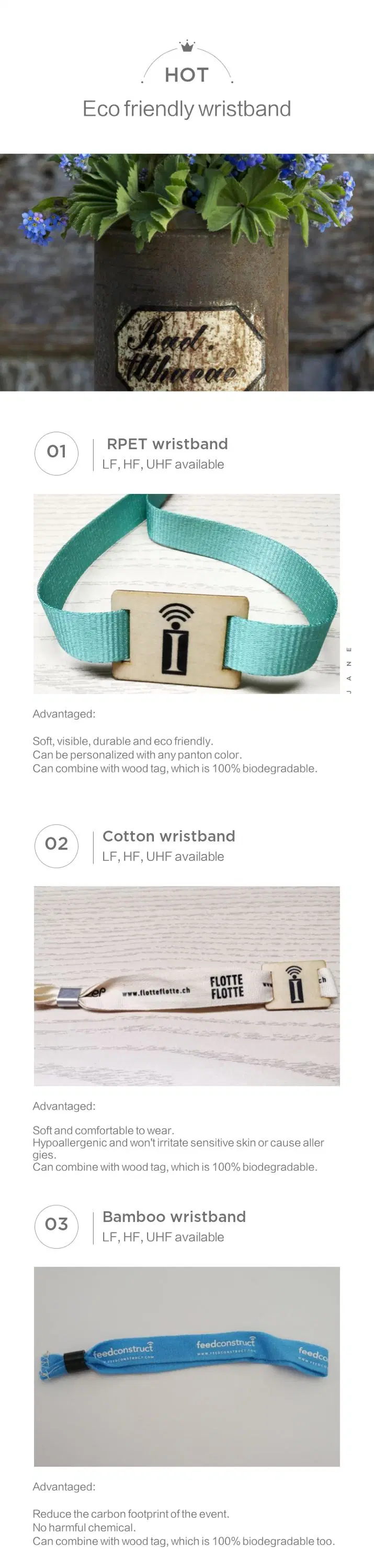 Premium Biodegradable Wristbands Eco-Friendly Fabric Bracelet Bamboo Material Cloth Bands with Bamboo Lock