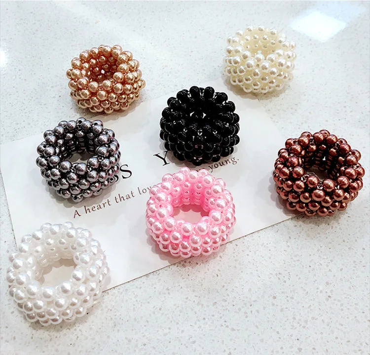 Ins Korean Pearl Hair Circle Adult Children Wide Hair Rubber Band