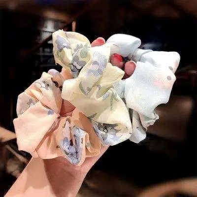 Rubber Band Mature Feminine Temperament New Korean Fashion Broken Flower Cloth Art Hair Circle