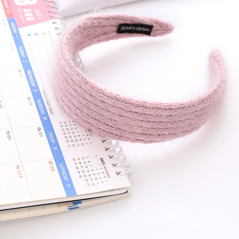 Fashion New Hair Band Wool Retro Knitting Wide Side Hair Card Headband Net Red Girls Hair Accessories