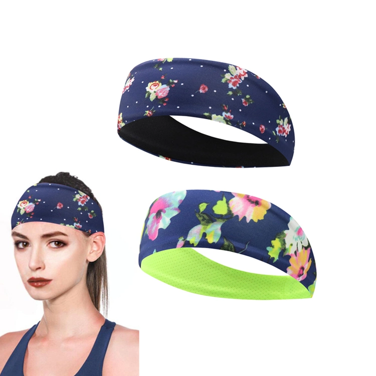 Hot Sale Yoga Sport Colorful Fashion Women Headbands, Custom Logo Floral Sublimation Print Facial SPA Make up Elastic Hairband