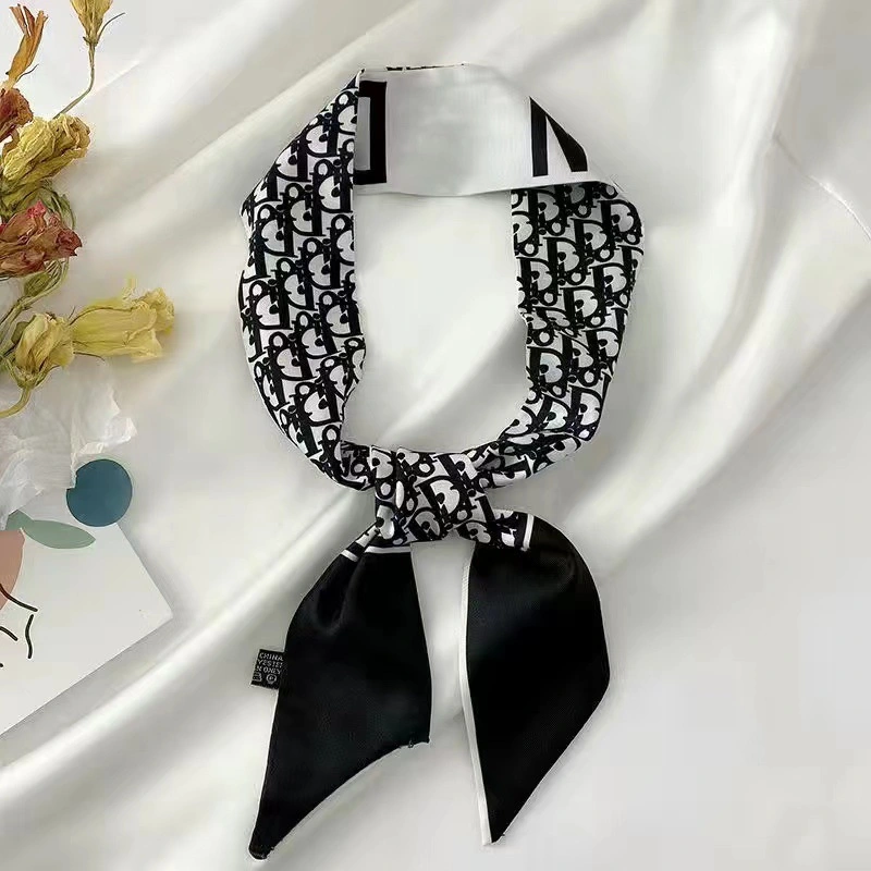 Thin Narrow Long Silk Scarf Women Hair Band