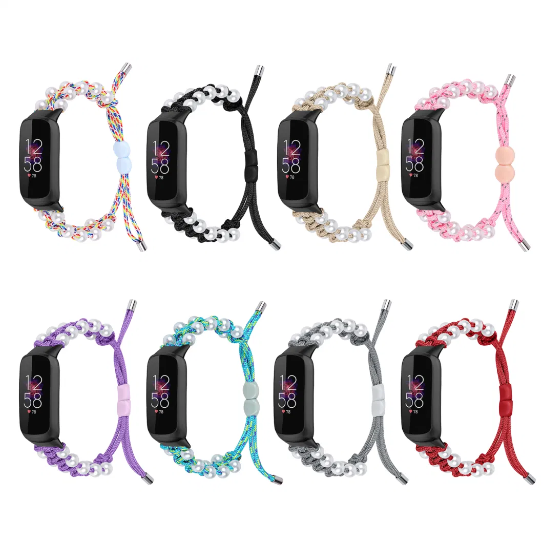 Adjustable Stretch Braided Sport Elastic Nylon Color Pearl Bands for Fitbit Luxe Fitbit Inspire