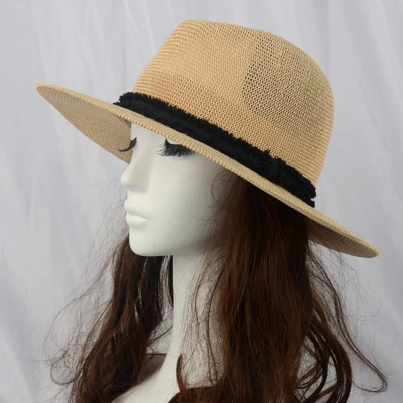 Black Band Natural Mesh Cloche Type Sun Protection Panama Hat