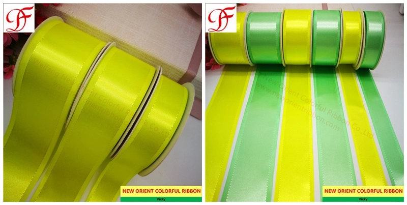 High Quality Taffeta Edge Satin Center Ribbon Band Cintas Raso Nastri Doppio Fitas Cetim Lint with Best Color Washing Fast