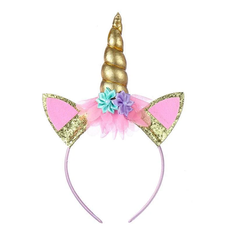 Hot Sale Cute Kids Unicorn Hair Band with Flower Decoration Angel Design Hair Band