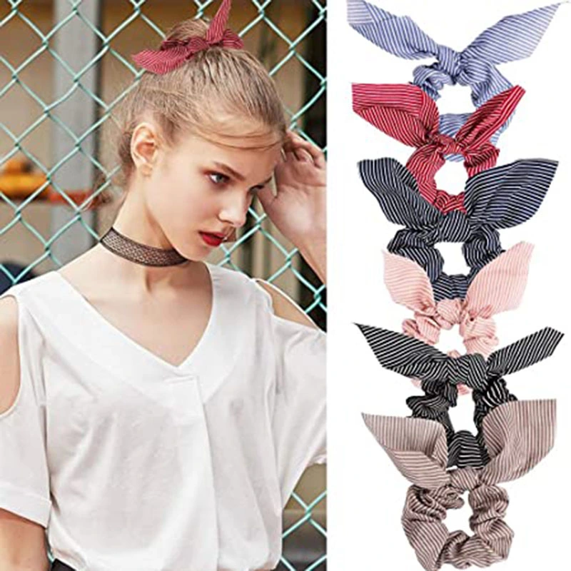 Colorful Velvet Elastic Hair Scrunchies with Bowknot Hair Band