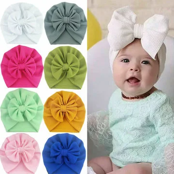 Solid Cotton Blend Big Bow Hat Baby Children&prime;s Hair Bands