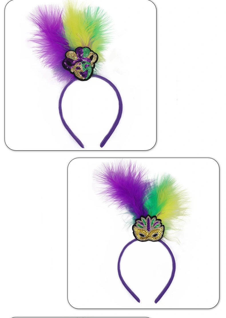 Brazilian Carnival Party Hairband Headpiece with Sequins and Feathers