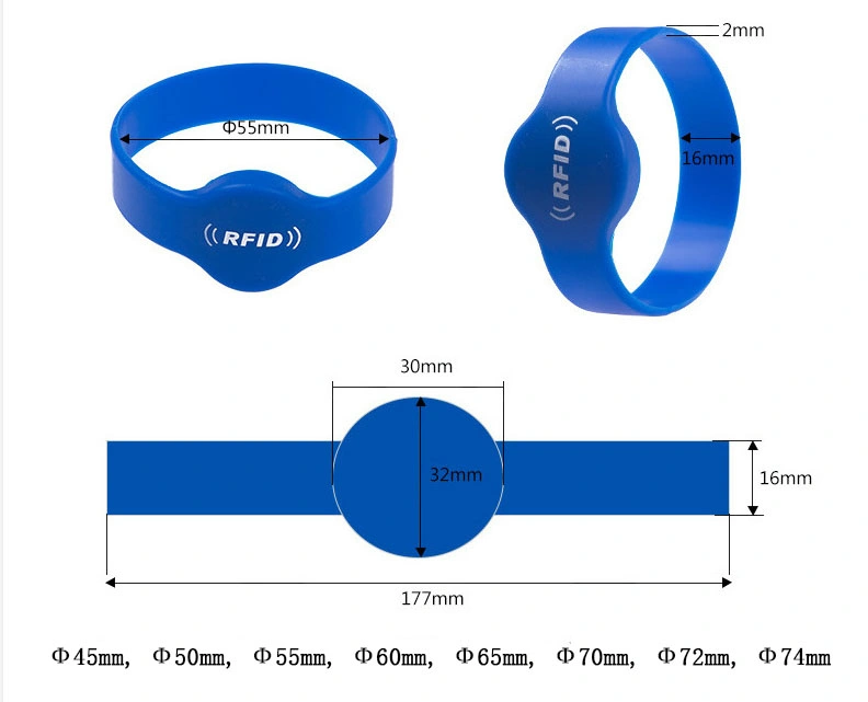 Waterproof Read Only Silicone 125kHz 4100 Chip RFID Wristbands for Access Control