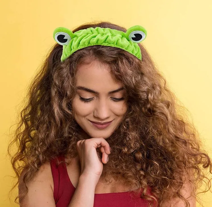 Girl SPA Yoga Beauty Green Funny Cute Frog Headband Elastic Beauty Headband