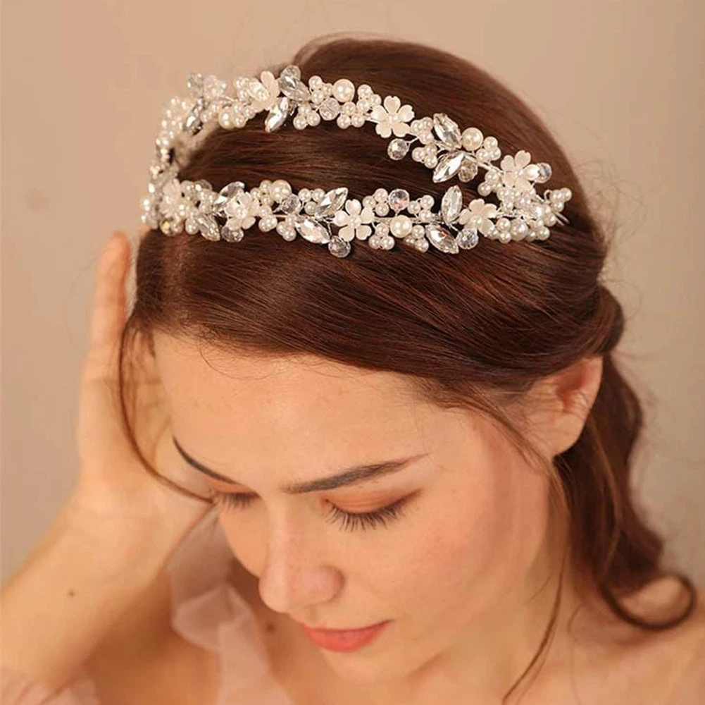 Yp238 Wedding Accessory Double Layer Hair Band Flower Pearl Hair Band