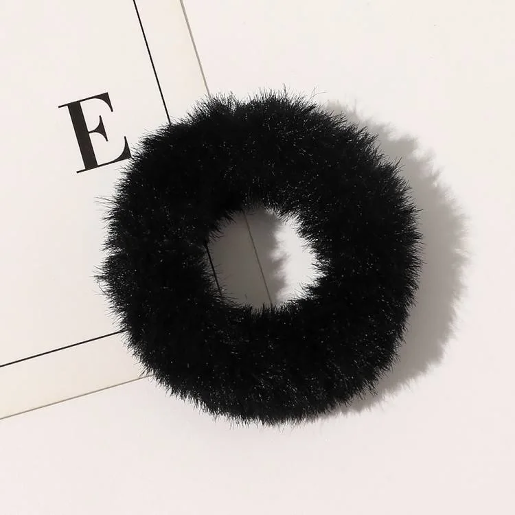 Hot Selling Fake Fur POM Poms Elastic Hair Tie Colorful Round Ball Hair Band