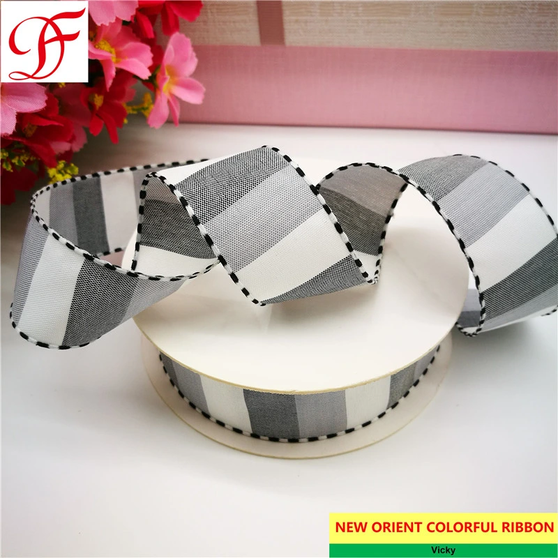 Factory Gingham Ribbon Band Cintas Raso Nastri Doppio Fitas Cetim Lint for Xmas/Wrapping/Gifts