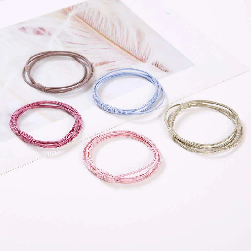 Excellent High Elastic Four-in-One Leather Elastic Hair Ties Bands Colorful Twisted Knotted