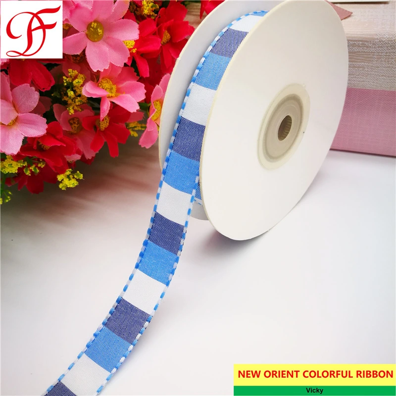 Factory Gingham Ribbon Band Cintas Raso Nastri Doppio Fitas Cetim Lint for Xmas/Wrapping/Gifts