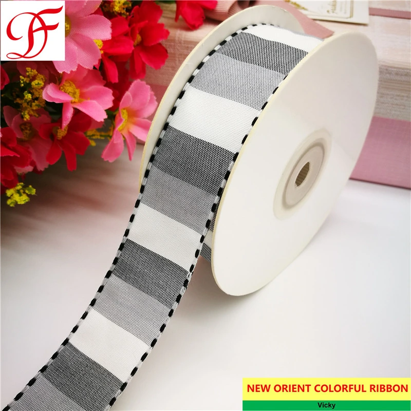 Factory Gingham Ribbon Band Cintas Raso Nastri Doppio Fitas Cetim Lint for Xmas/Wrapping/Gifts