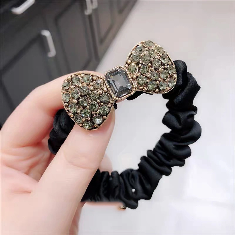 Crystal Hair Rope French Bow Diamonds Elastic Hair Band Children