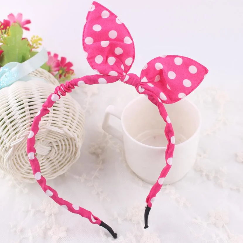 Baby Girls Polka DOT Mouse Ear Headbands Big Hair Bow Hair Clips Hair Band