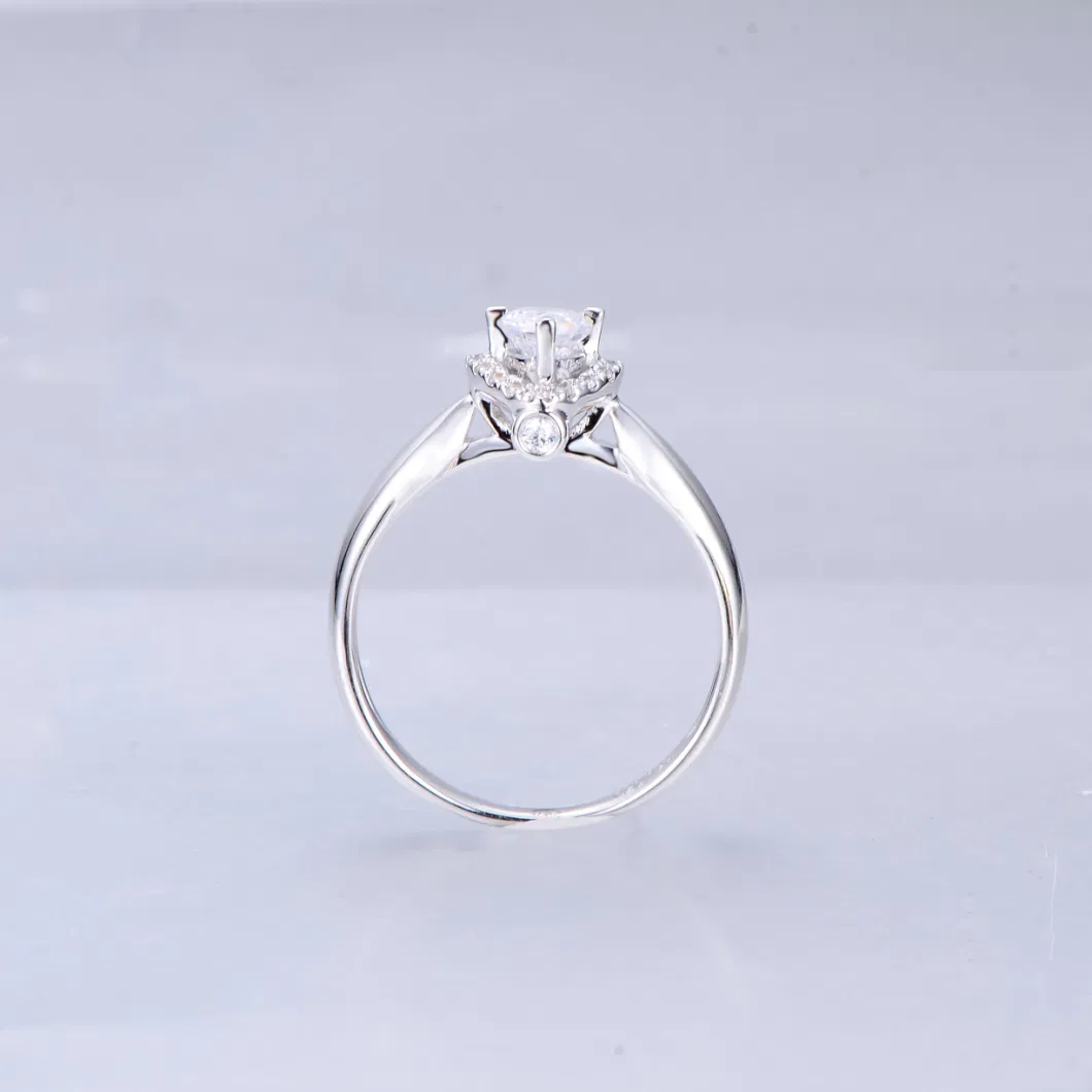 White Gold 10K 14K Ring Shiny Heart Diamond Engagement Ring Wedding Band