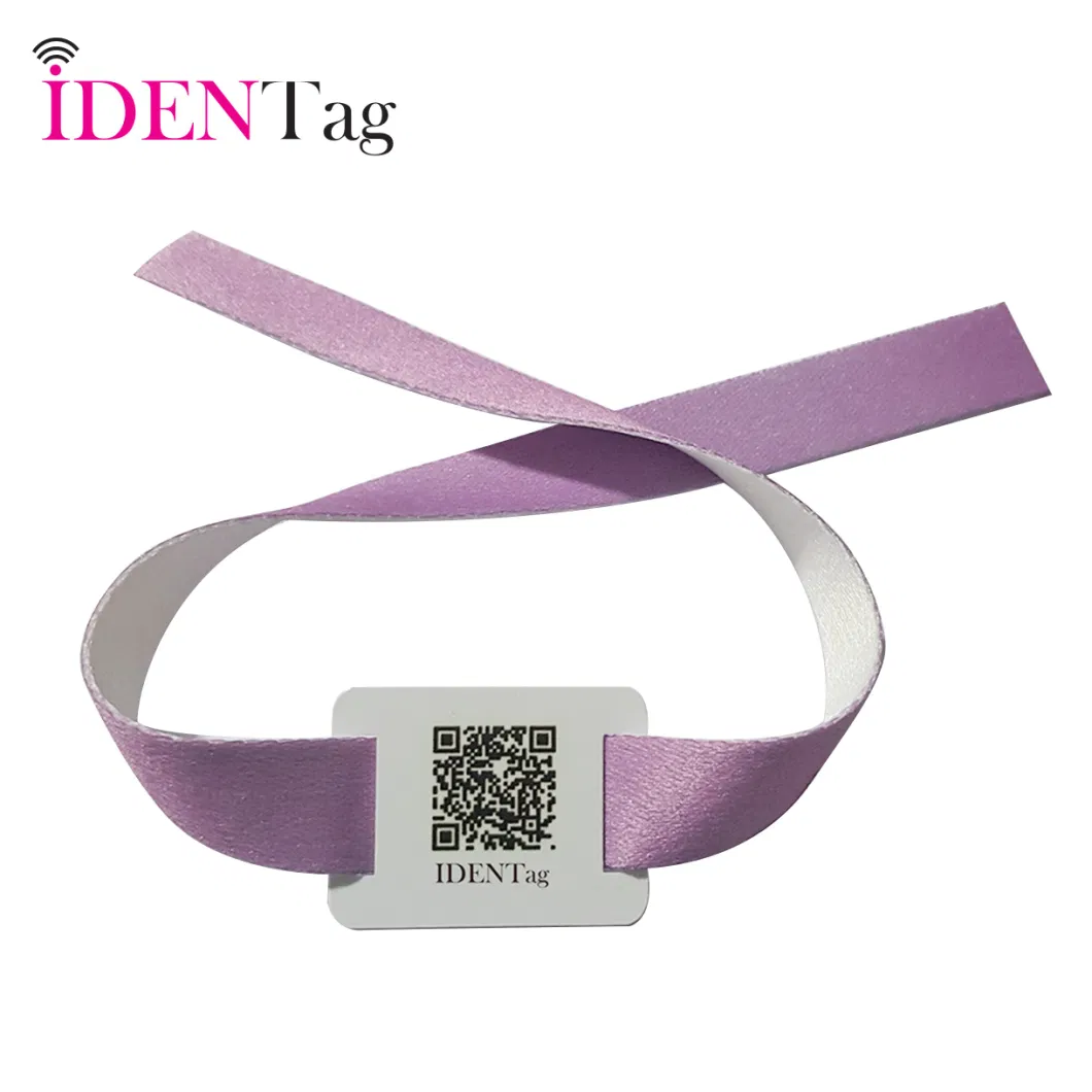 High Frequency NFC Nylon Cloth Bracelet Elastic Braided Wristband RFID Fabric Wristbands Qr Code Printing