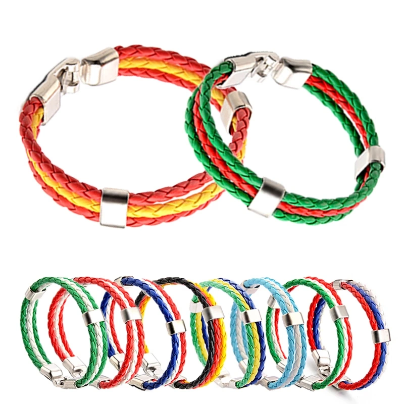 Rope Weave Fashion Design Football Event 2022 Wrold Cup Country National Flag Logo China Wholesale Soccer Fans Souvenir Gift 3D Bracelet Decoration Wristband