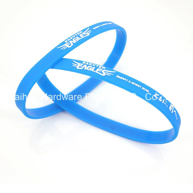 1/4 Inch Thin Silicone Bracelet Wristband with Custom Logo for Promotion