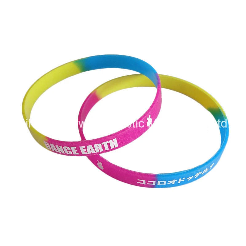 1/4 Inch Thin Silicone Bracelet Wristband with Custom Logo for Promotion