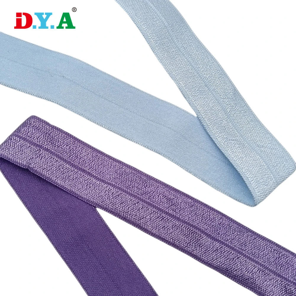 Custom 20mm Wide Shiny Solid Color Fold Over Spandex Elastic Band for Garment