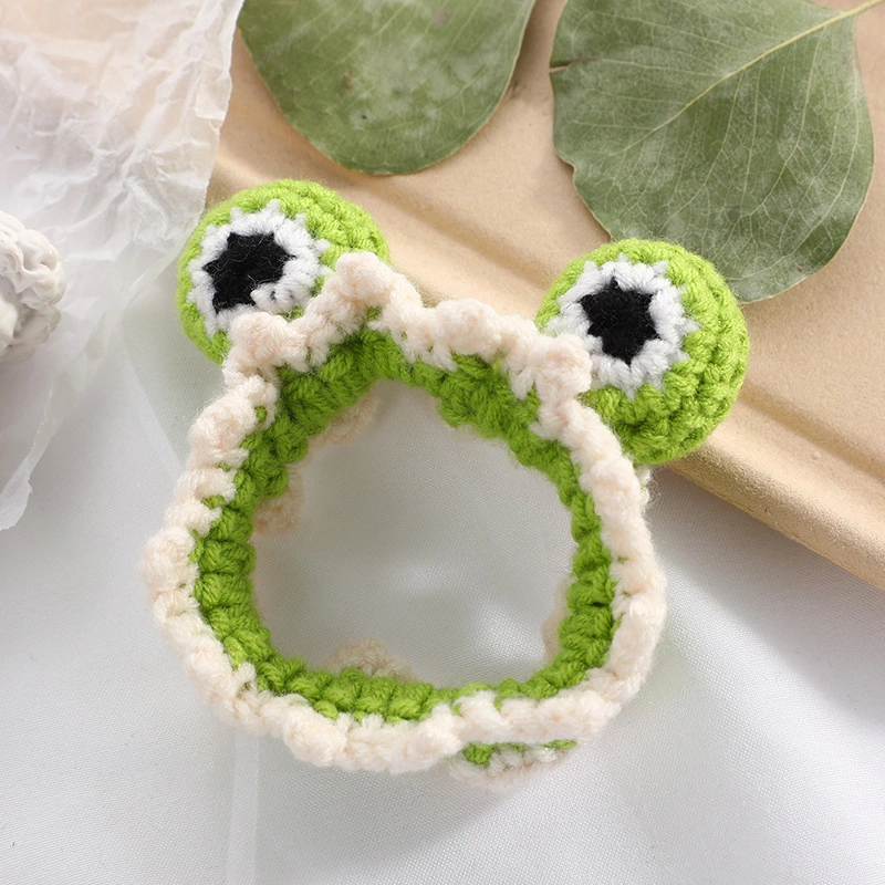 Cute Frog Head Knitted Hair Band Hair Rope Female Wool Handmade Scrunchies