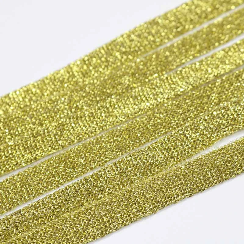 Fashionable Glitter Knitting Tape Shiny Gold Silver Knitted Webbing Band with Lurex