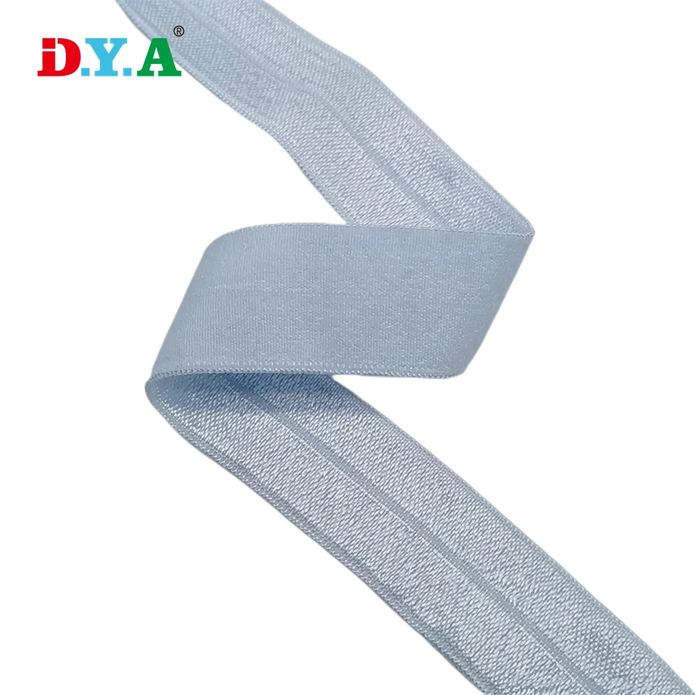 Custom 20mm Wide Shiny Solid Color Fold Over Spandex Elastic Band for Garment