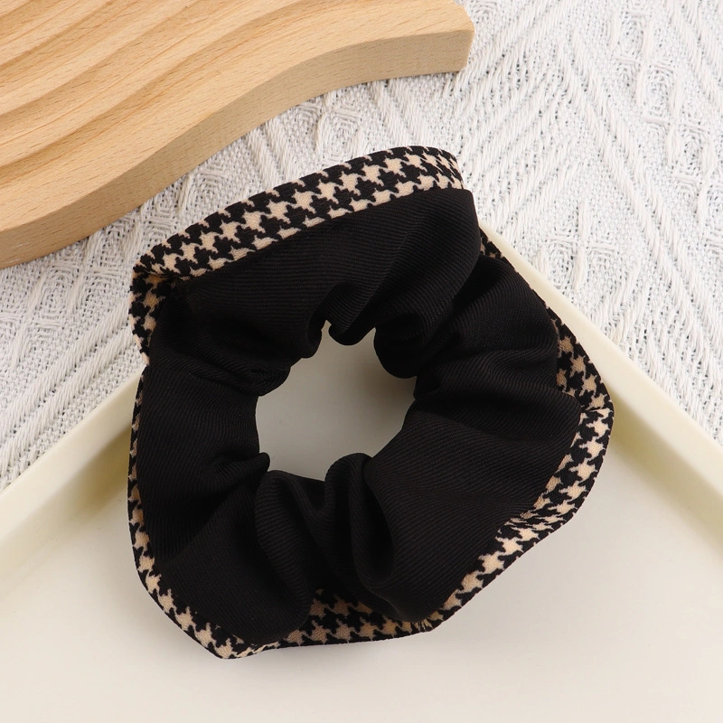 Classic Coffee Color Large Colon Circle Thousand Bird Check Hairband Rubber Band