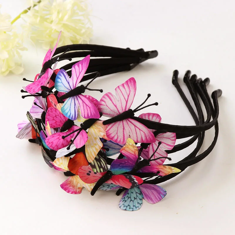 Wholesale Girls Hair Band Kids Butterfly Cute Fresh Headband Children Bb Hair Accessories Colorful Handmade Fairy Princess Hairb