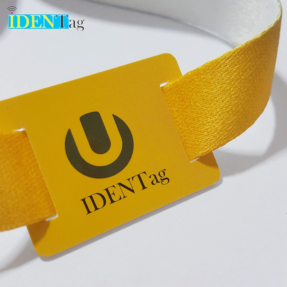 RFID Offset Printing Entertainment Cashless Payment Polyester RPET Satin Wristband