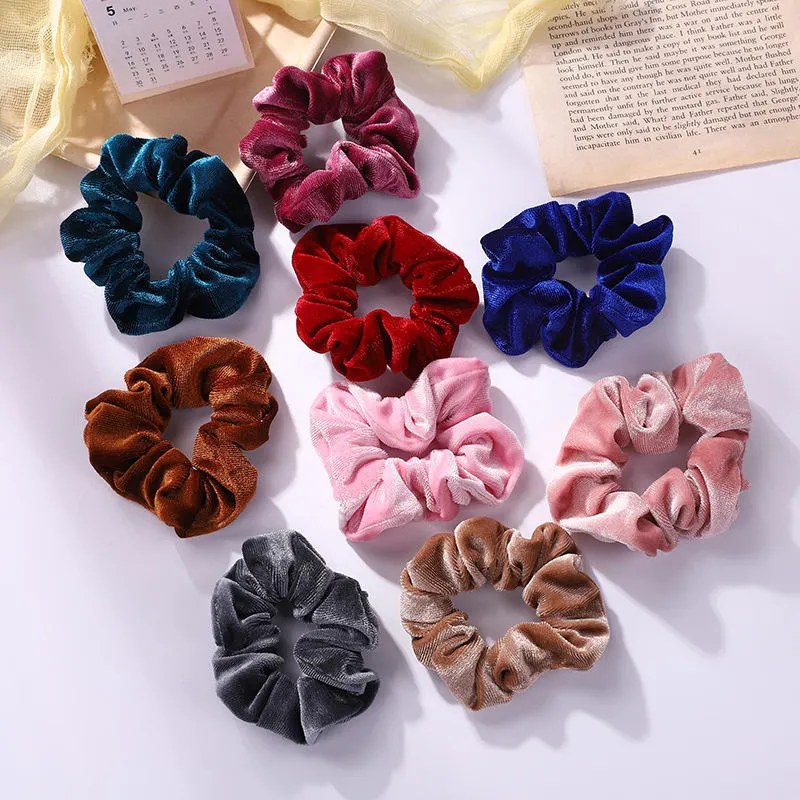 Girl&prime;s Large Intestine Hair Ring Satin Solid Color Hair Bands for Women