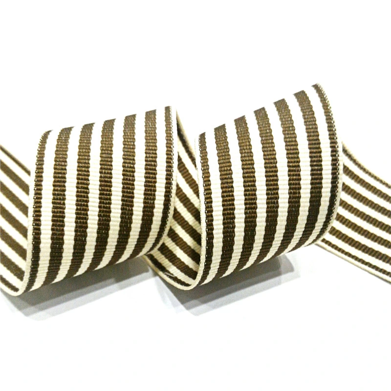 Hot Selling Custom Polyester Webbing Black and White Striped Grosgrain Satin Ribbon for Bags Strap