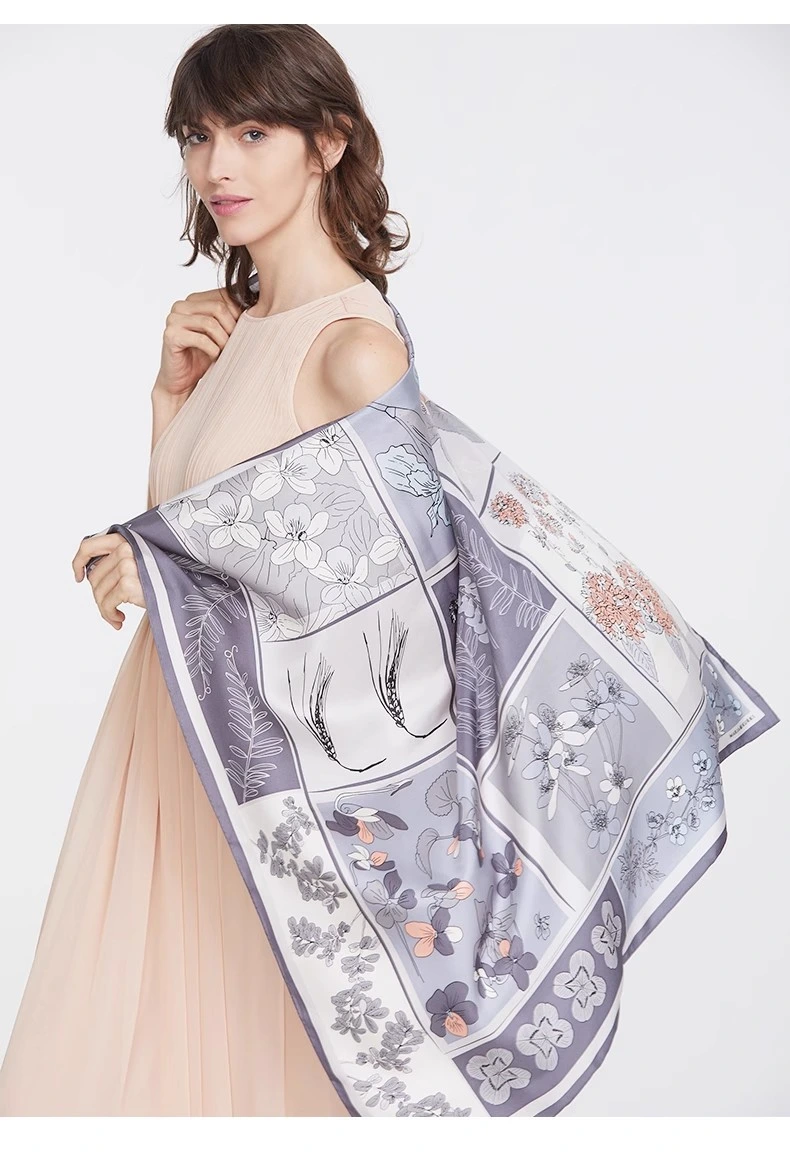 Over Large Silk Scarf with Digital Printing