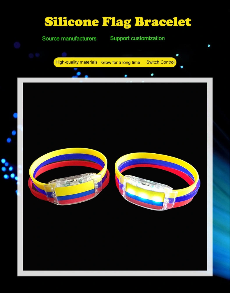 2022 Qatar World Football Cup Flags Silicone LED Lighted Bracelet Argentina Brazil Wristband Souvenir Wholesale