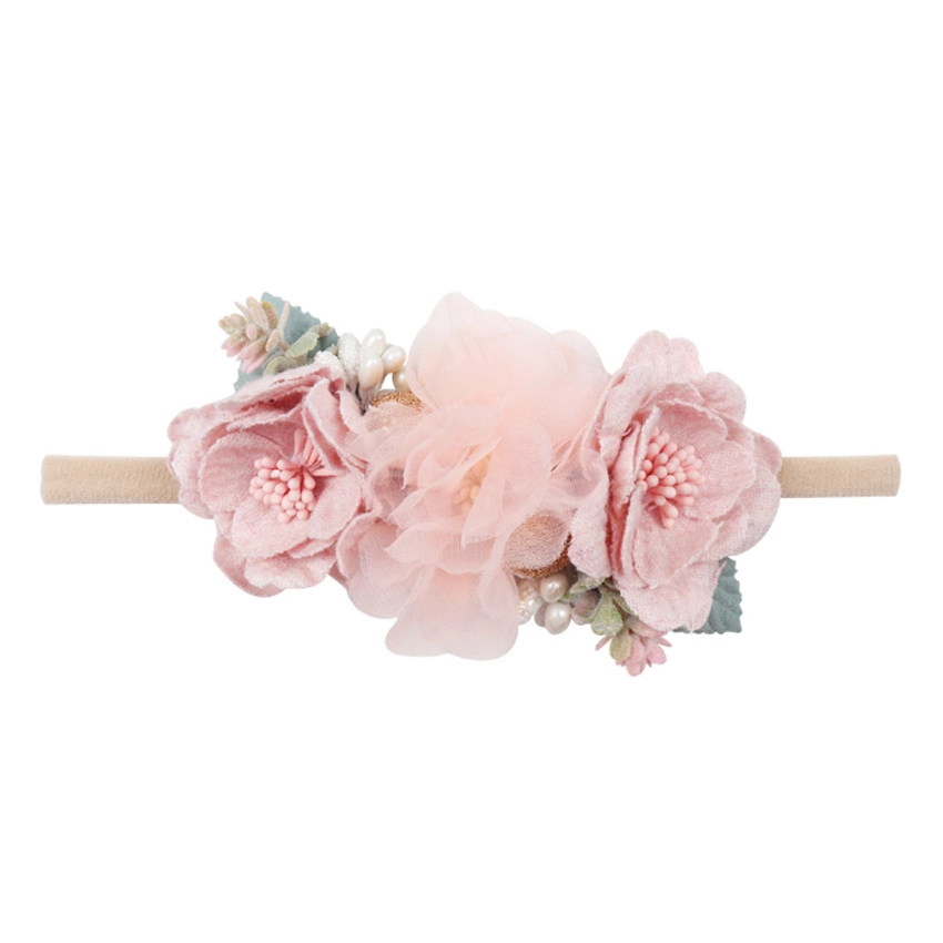 Handmade Baby Newborn Hair Rubber Rope Flower Hair Band Stretchy Floral Head Wraps Head Bands