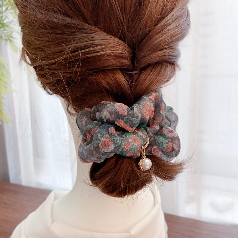 French Vintage Oil Painting Style Flower Pearl Hair Bands