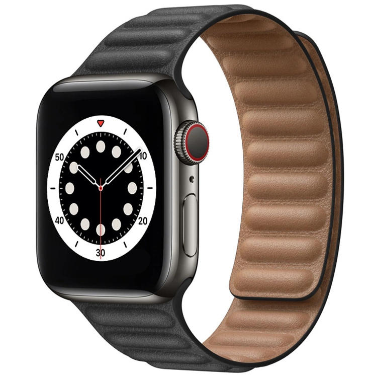 40mm 44mm Leather Link Bands for Apple Watch Series 6 Magnetic Leather Loop Bracelet Straps for Iwatch 4 5 38mm 42mm