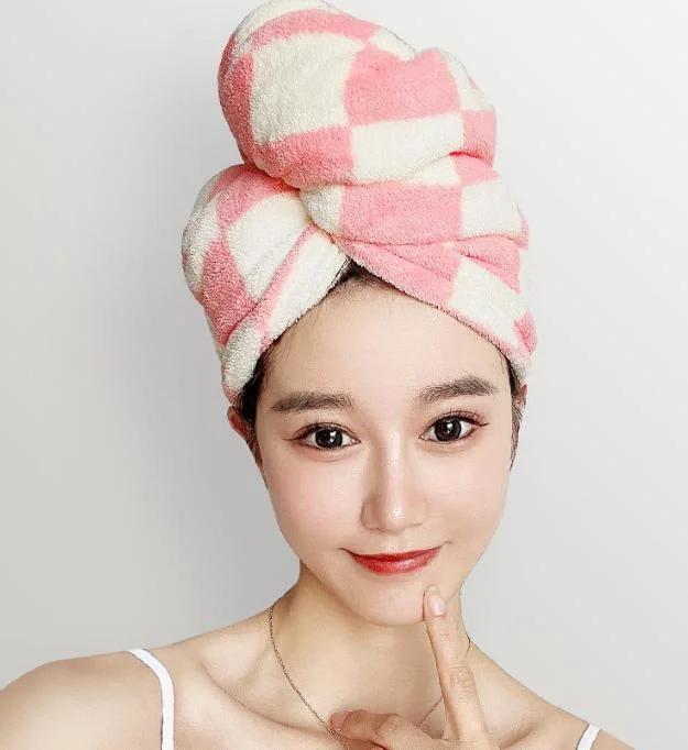 Wholesale Promotion Double Layer Microfiber Soft Hair Drying Towel Quick Dry Absorption Hair Wrapped Turban Towel