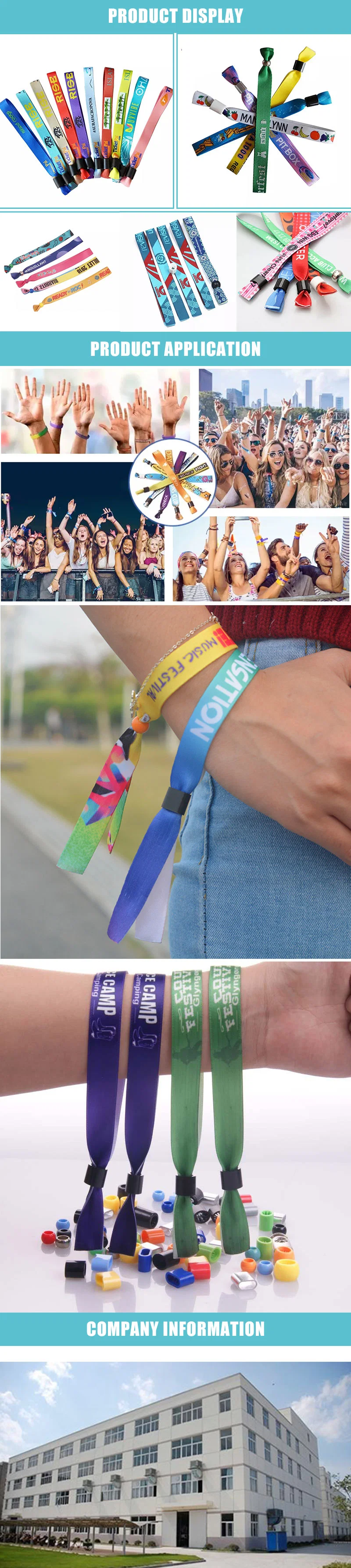 Free Sample Music Festival Polyester Sublimation Satin Ribbon Bracelet Wristband