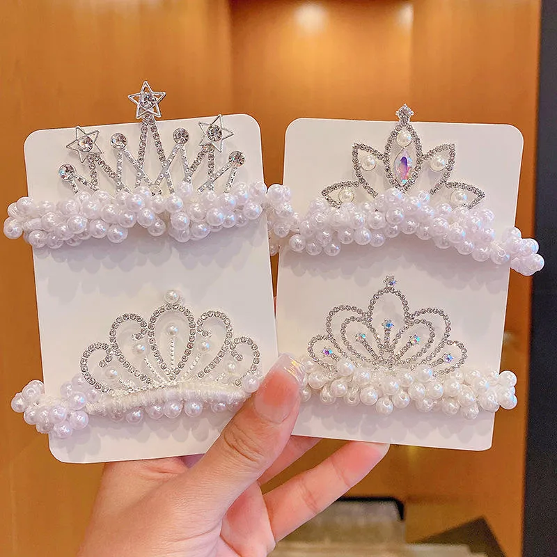 Children&prime;s Hair Ring Super Immortal Pearl Crown Flower Princess Super Immortal Ball Hair Band