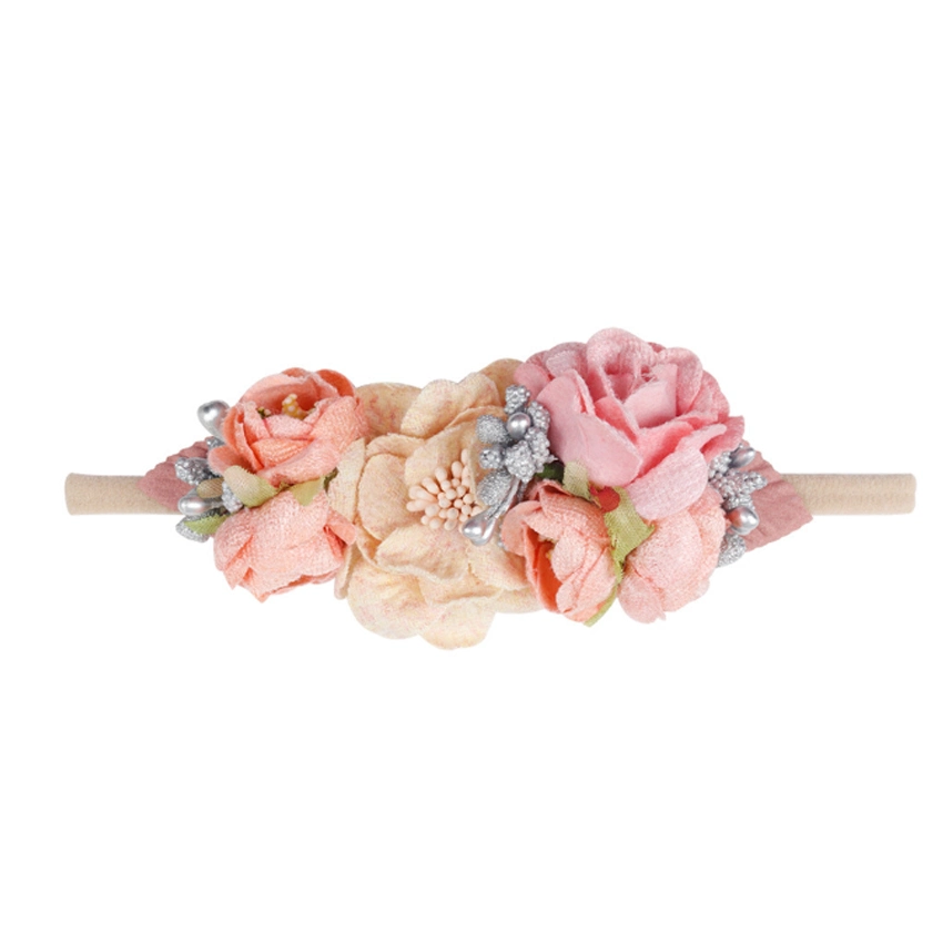 Handmade Baby Newborn Hair Rubber Rope Flower Hair Band Stretchy Floral Head Wraps Head Bands