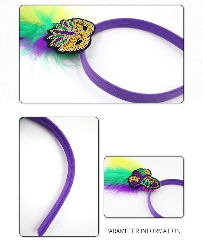 Brazilian Carnival Party Hairband Headpiece with Sequins and Feathers