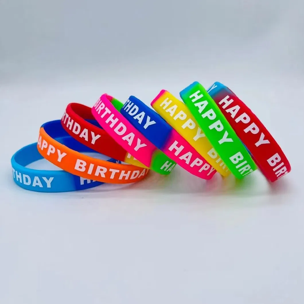 Custom Plain Rainbow Color Silicone Wristband Without Logo